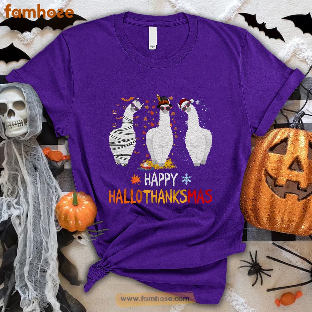Cute Llama Halloween T-shirt, Happy Halo Thanks Mas Halloween Gift For Llama Lovers, Llama Farmers