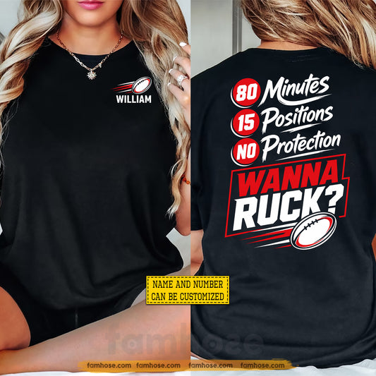 Personalized Rugby Two-sided T-shirt, 80 Minutes 15 Positions No Protection Sport Tees Gift For Rugby Lover