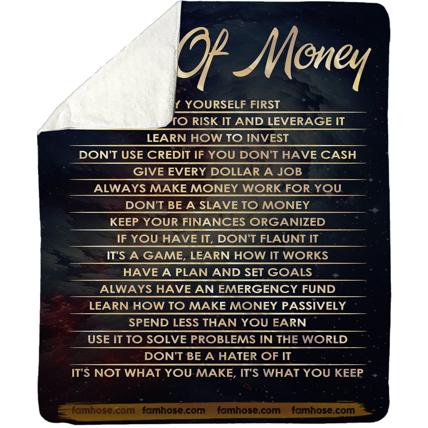 Funny Money Fleece Blanket, Rules Of Money Woven Blanket, Cool Sherpa Blanket Gift For Money Lovers