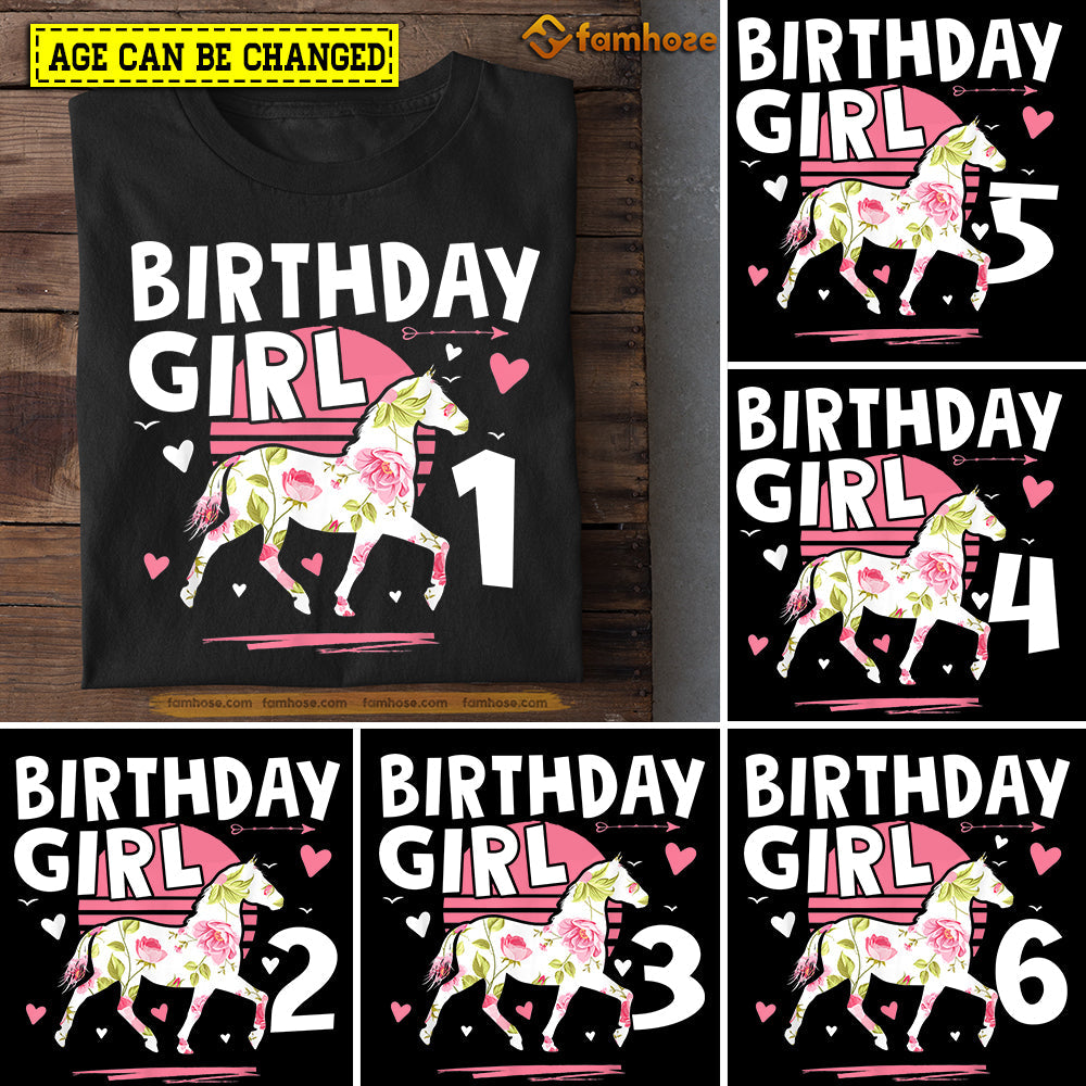 Horse Birthday T-shirt, Birthday Girl Birthday Tees Gift For Kids Boys Girls Horse Lovers, Age Can Be Changed