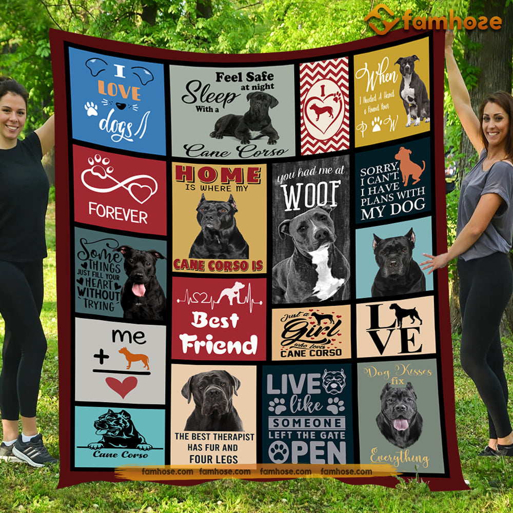 Funny Dog Blanket, Home Is Where My Cane Corso Is Fleece Blanket - Sherpa Blanket Gift For Dog Lovers, Dog Owners