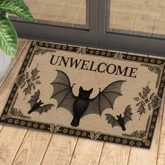 Funny Halloween Bat Doormat, Unwelcome, Doormat For Home Decor Housewarming Gift, Welcome Mat Gift For Bat Lovers