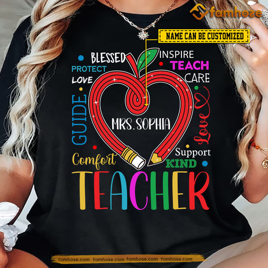 Personalized Teacher T-shirt, Teacher Heart Tees Gift For Teacher Lovers