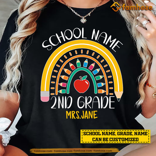 Personalized Teacher T-shirt, Colorful Teacher Rainbow Tees Gift For Teacher Lovers