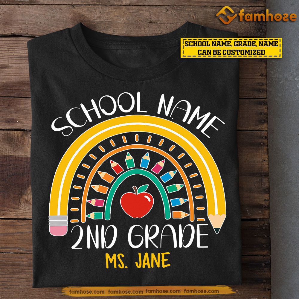 Personalized Teacher T-shirt, Colorful Teacher Rainbow Tees Gift For Teacher Lovers