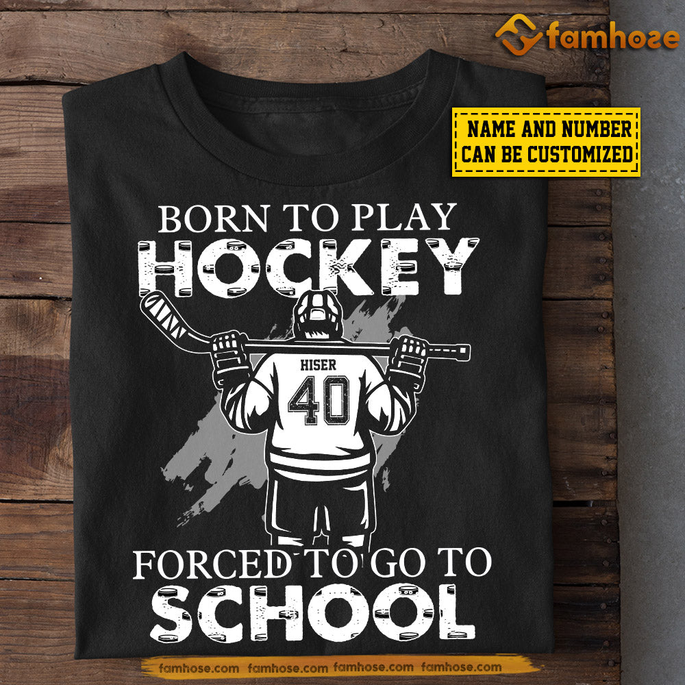 Funny Personalized Back To School Hockey Kid T-shirt, Born To Play Hockey Sport Tees Gift For Hockey Lovers