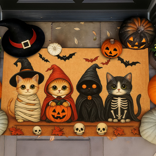 Cute Halloween Cat Doormat, Cat Squad, Spooky Doormat For Home Decor Housewarming Gift, Welcome Mat Gift For Cat Lovers