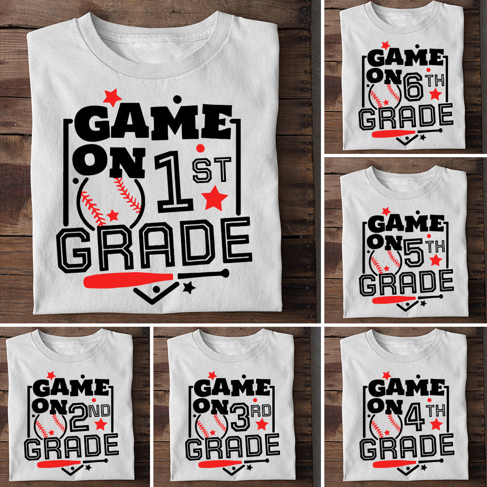 Baseball Kids T-shirt, Game On Grade Can Be Changed, Back To School Gift For Baseball Lovers, Baseball Tees