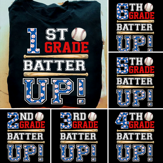 Baseball Kids T-shirt, Batter Up Grade Can Be Changed, Back To School Gift For Baseball Lovers, Baseball Tees