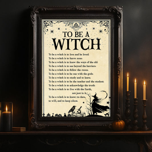 Halloween Witch Canvas Painting, To Be A Witch Wall Art Decor, Spooky Season Poster Gift For Witch Lovers