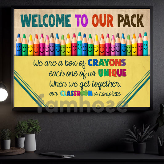 Funny Motivational Saying Classroom Canvas Painting, Welcome To Our Pack Study Room Wall Art Decor, Poster Gift For Learning Space, Classroom