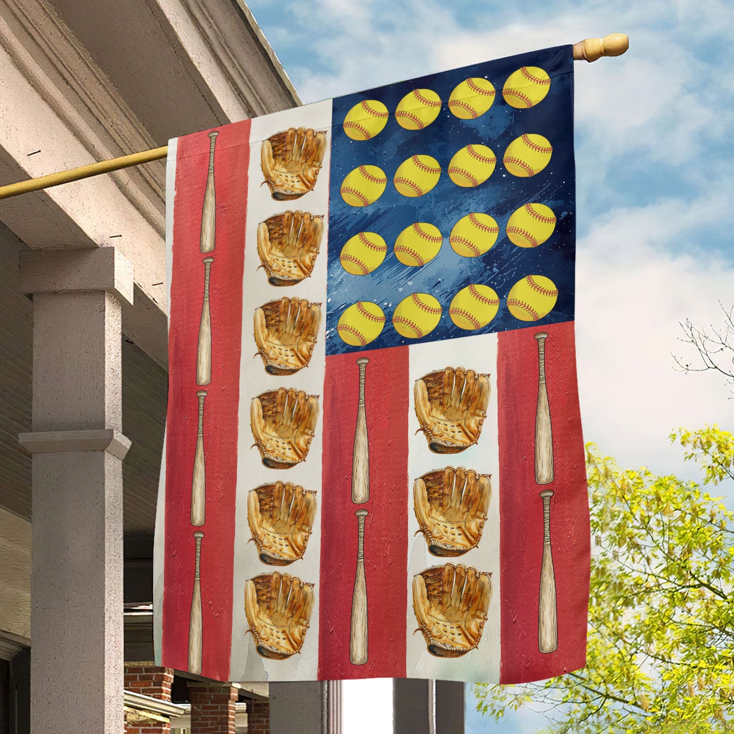 July 4th Softball Garden Flag House Flag Independence Day Yard Flag Gift For Softball Lovers Softball Players