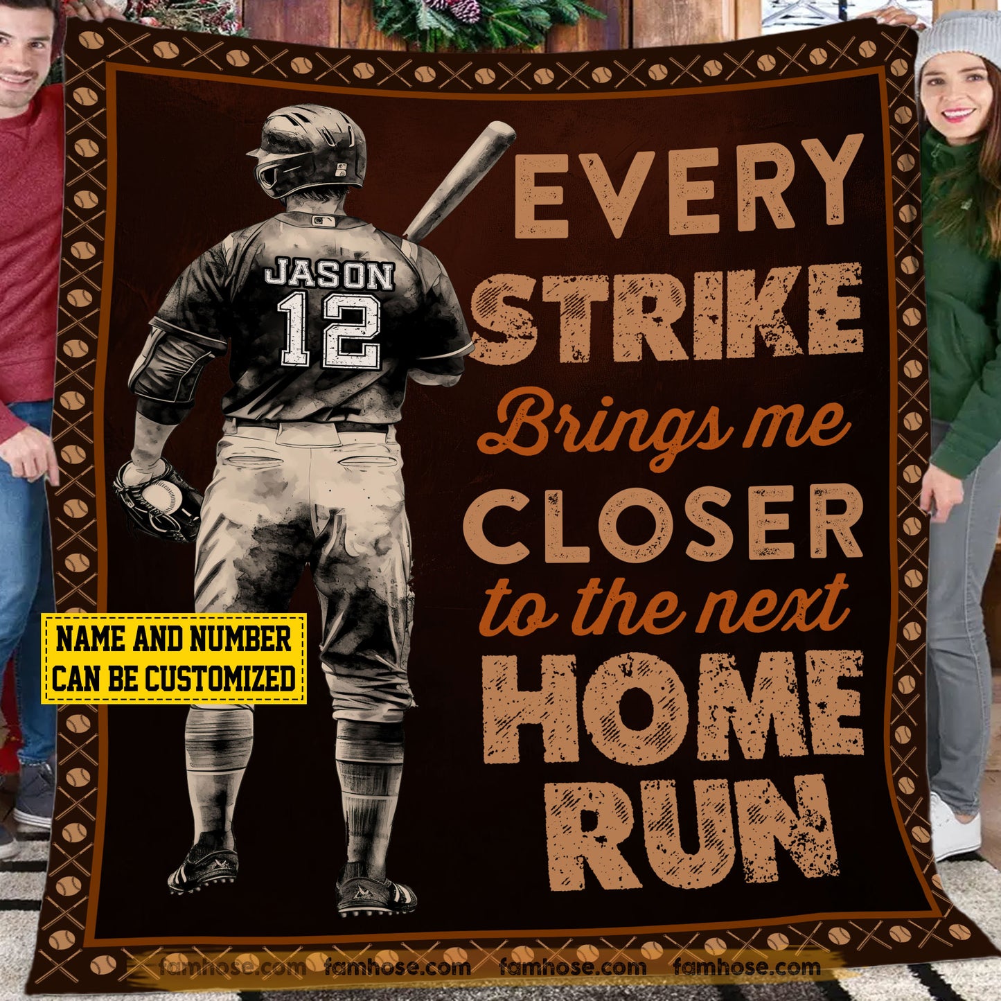 Motivational Personalized Baseball Boy Fleece Blanket, Every Strike Brings Me Closer To The Next Home Run Sport Woven Blanket, Cool Sherpa Blanket Gift For Baseball Lovers