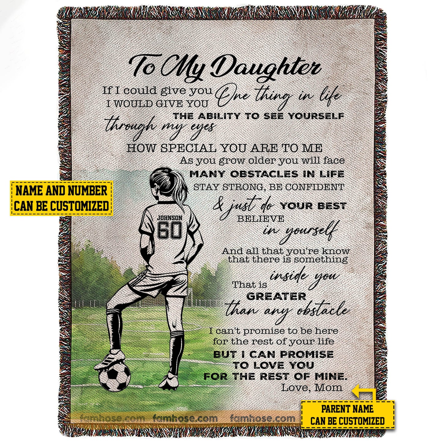 Cool Personalized Soccer Girl Fleece Blanket, To My Daughter Sport Woven Blanket, Cool Sherpa Blanket Gift For Soccer Girl From Parents