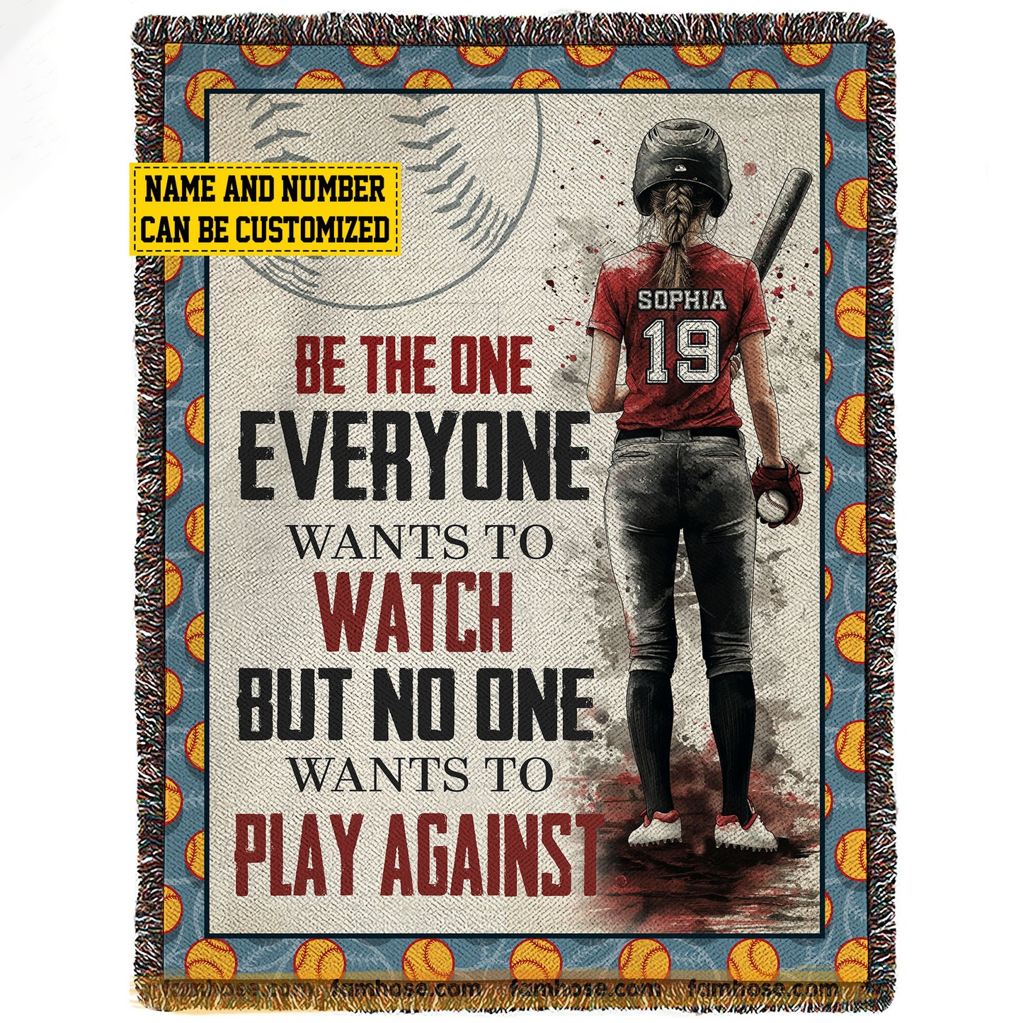 Cool Personalized Softball Girl Fleece Blanket, Be No One Wants To Play Against Sport Woven Blanket, Cool Sherpa Blanket Gift For Softball Lovers