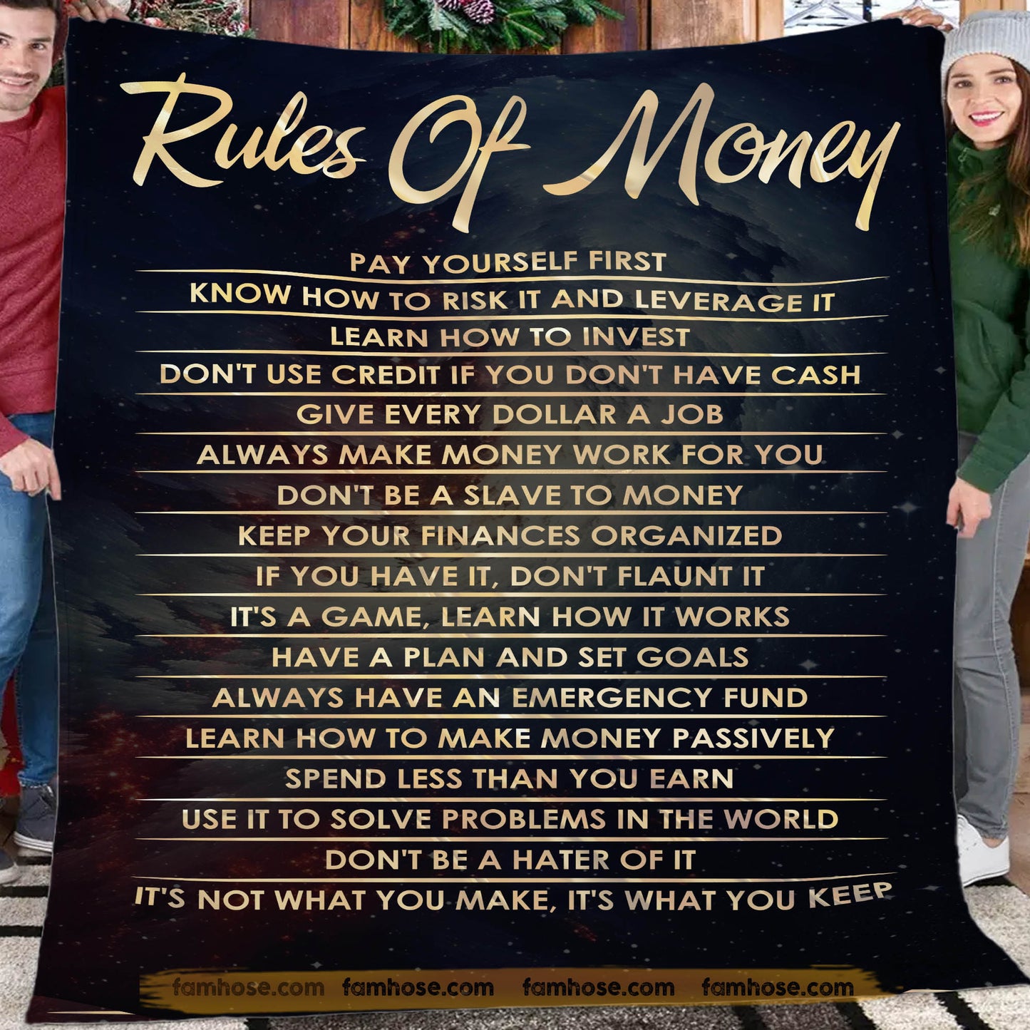 Funny Money Fleece Blanket, Rules Of Money Woven Blanket, Cool Sherpa Blanket Gift For Money Lovers