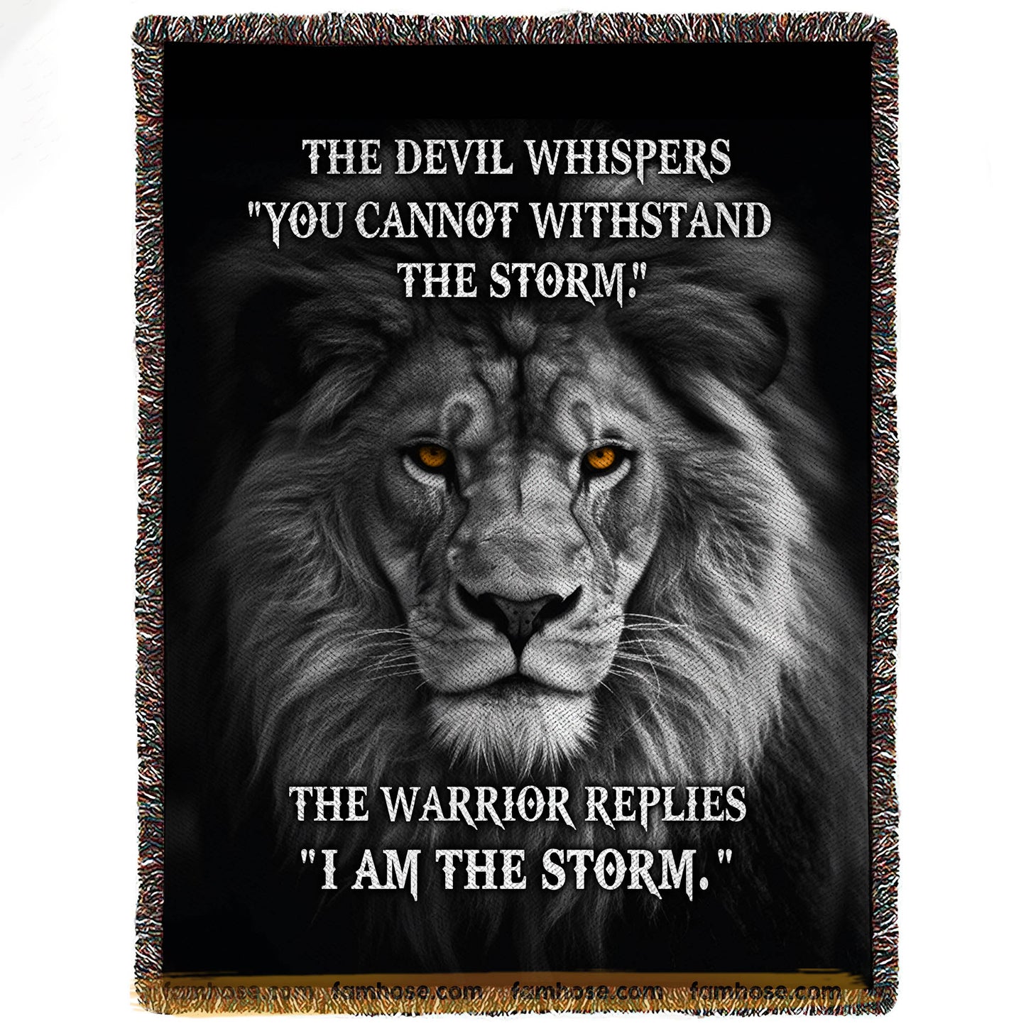 Motivational Fleece Blanket, I Am The Storm Woven Blanket, Cool Sherpa Blanket Gift For Lion Lovers