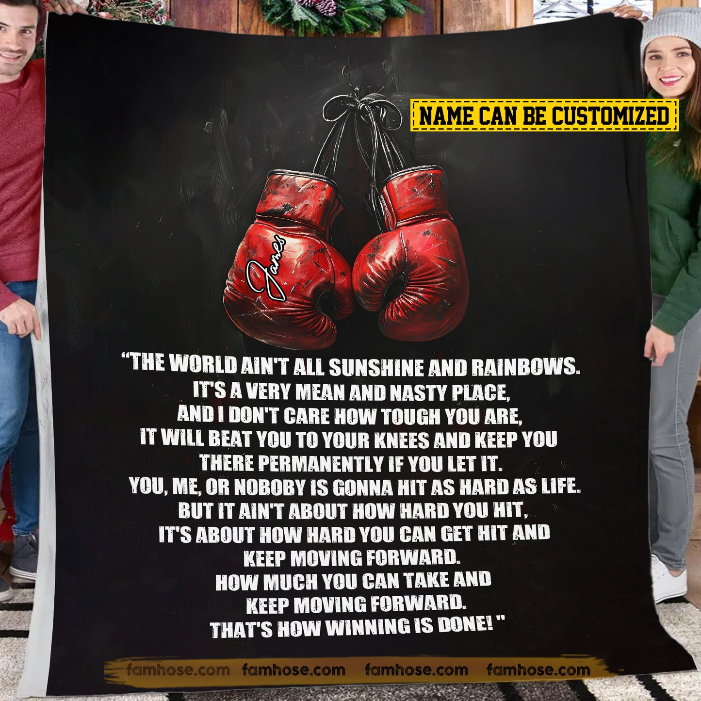 Personalized Boxing Fleece Blanket, That's How Winning Is Done Sport Woven Blanket - Sherpa Blanket Gift For Boxing Lovers