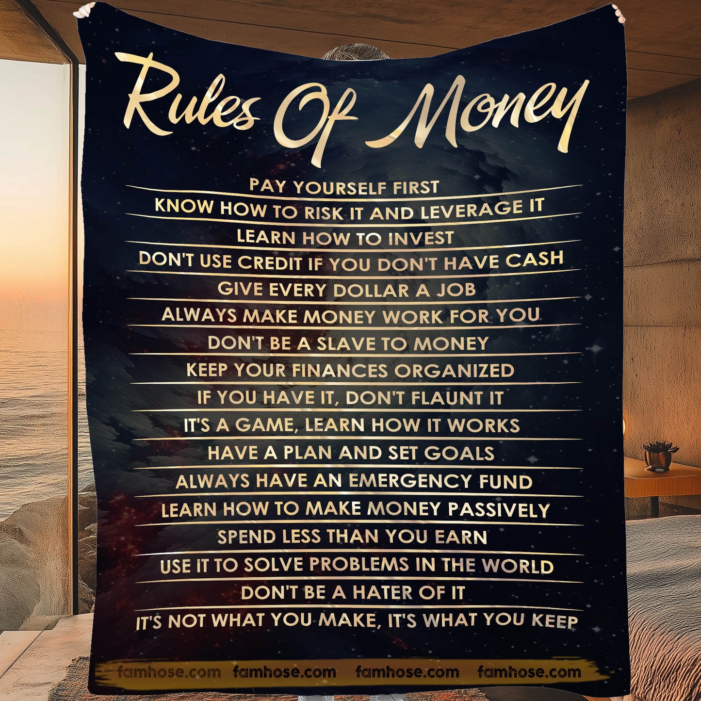 Funny Money Fleece Blanket, Rules Of Money Woven Blanket, Cool Sherpa Blanket Gift For Money Lovers