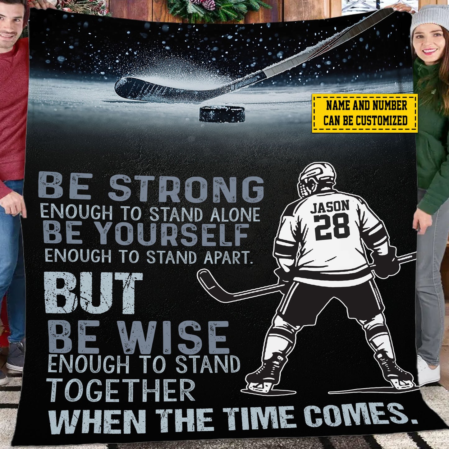 Cool Personalized Motivational Hockey Fleece Blanket, When The Time Comes Sports Woven Blanket, Cool Sherpa Blanket Gift For Hockey Lovers