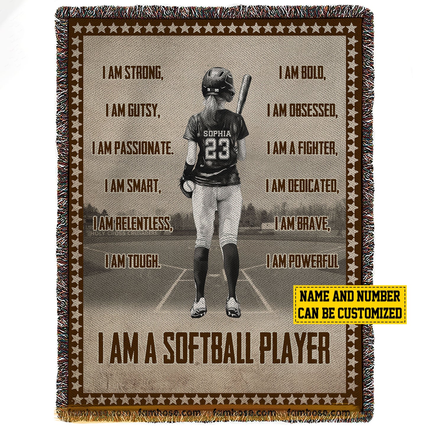 Cool Personalized Softball Girl Fleece Blanket, I Am A Softball Player Sport Woven Blanket, Cool Sherpa Blanket Gift For Softball Lovers
