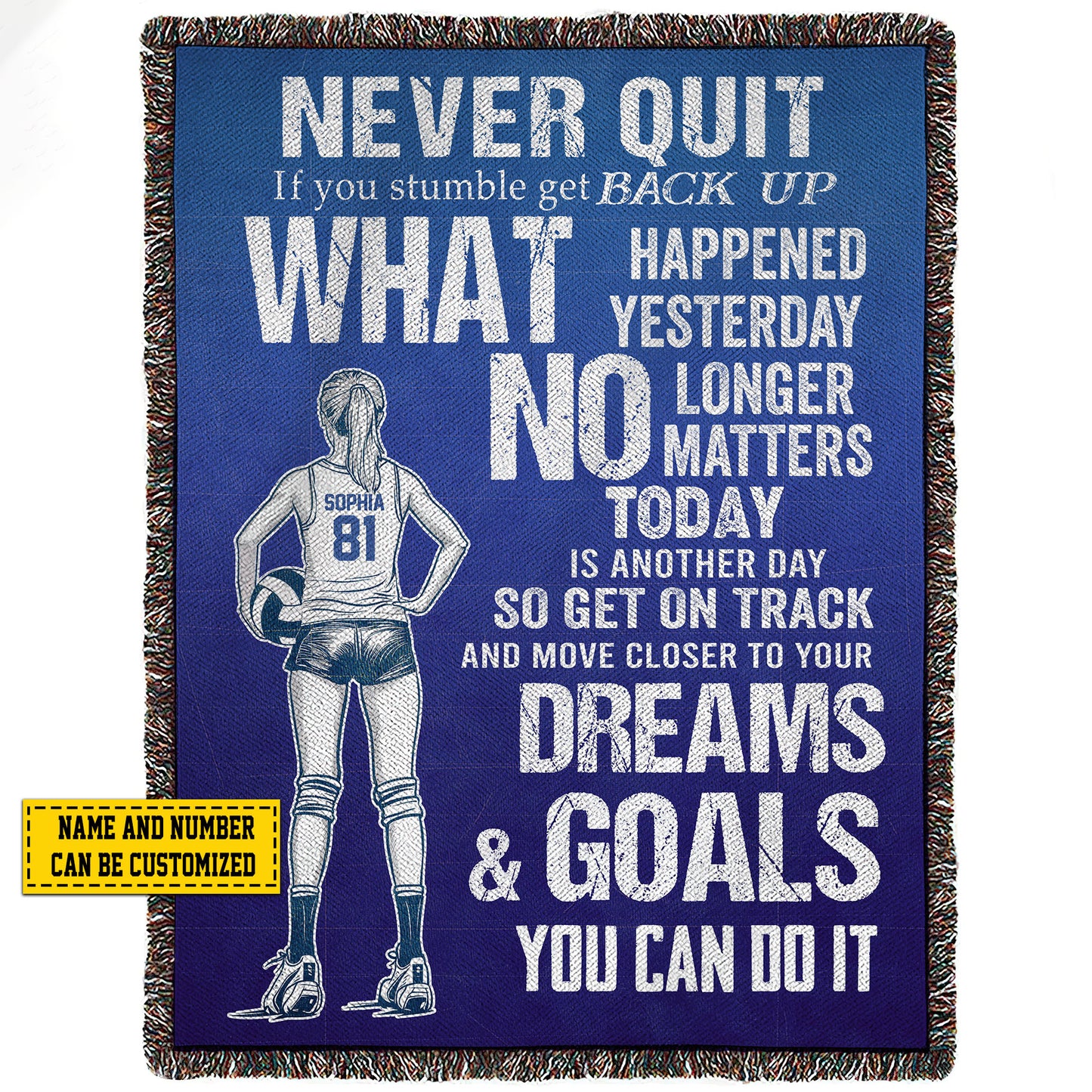 Personalized Motivational Volleyball Girl Fleece Blanket, Dreams And Goals You Can Do It Sport Woven Blanket, Cool Sherpa Blanket Gift For Volleyball Lovers
