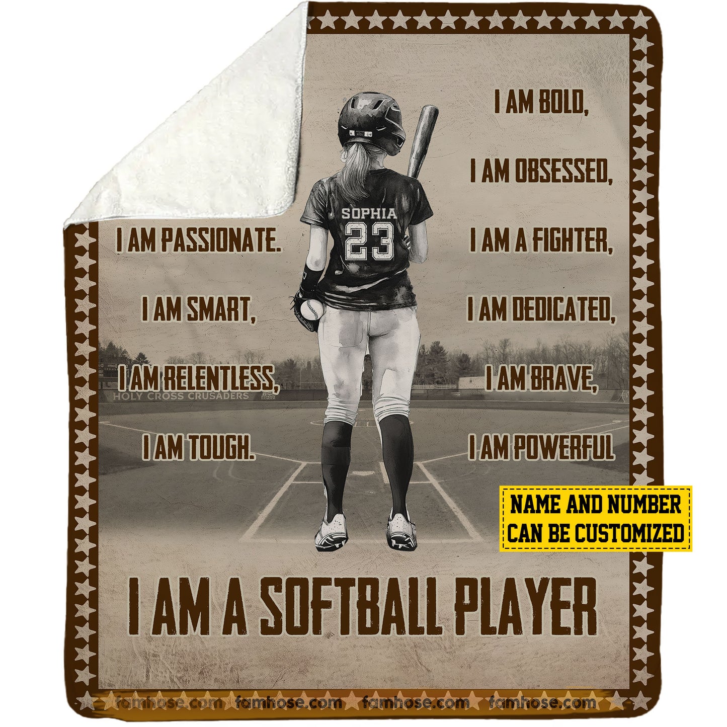 Cool Personalized Softball Girl Fleece Blanket, I Am A Softball Player Sport Woven Blanket, Cool Sherpa Blanket Gift For Softball Lovers