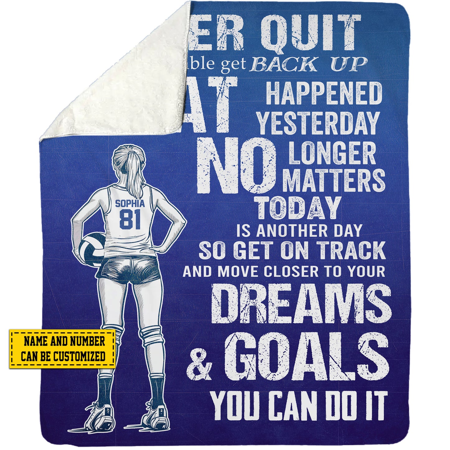 Personalized Motivational Volleyball Girl Fleece Blanket, Dreams And Goals You Can Do It Sport Woven Blanket, Cool Sherpa Blanket Gift For Volleyball Lovers