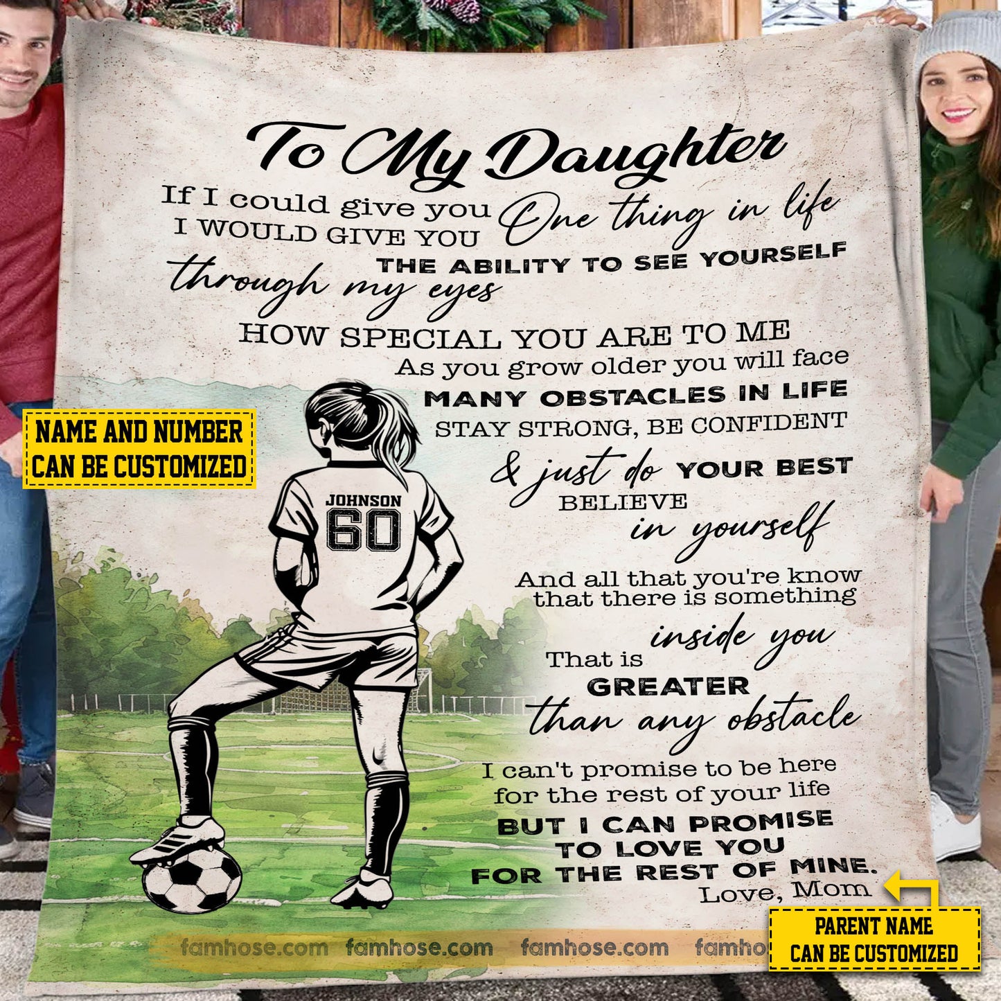 Cool Personalized Soccer Girl Fleece Blanket, To My Daughter Sport Woven Blanket, Cool Sherpa Blanket Gift For Soccer Girl From Parents