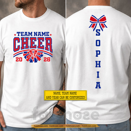 Personalized Cheerleading Two-sided T-shirt, Born To Cheer Made To Shine Tees Gift For Cheerleading Lover