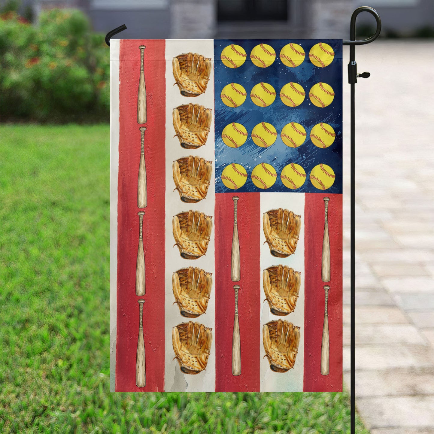 July 4th Softball Garden Flag House Flag Independence Day Yard Flag Gift For Softball Lovers Softball Players