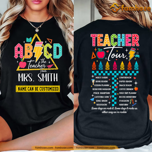 Funny Personalized Back To School Teacher Two-sided T-shirt, Teacher Tour Tees Gift For Teacher Lovers