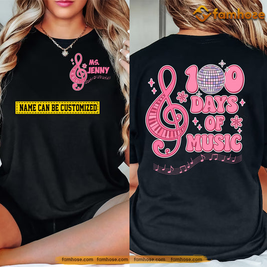 Personalized Teacher Two-sided T-shirt, 100 Days Of Music Tees Gift For Teacher Lovers