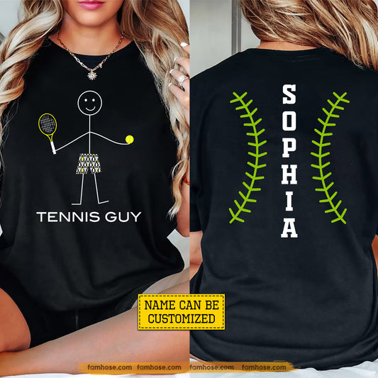 Personalized Tennis Two-sided T-shirt, Tennis Guy Sport Tees Gift For Tennis Lover