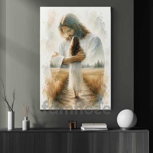 Vintage Jesus Canvas Painting, The Hug That Heals Every Heart Wall Art Decor, Poster Retro Style Gift For Christians