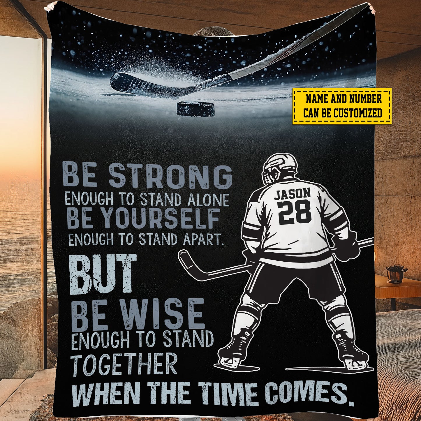 Cool Personalized Motivational Hockey Fleece Blanket, When The Time Comes Sports Woven Blanket, Cool Sherpa Blanket Gift For Hockey Lovers