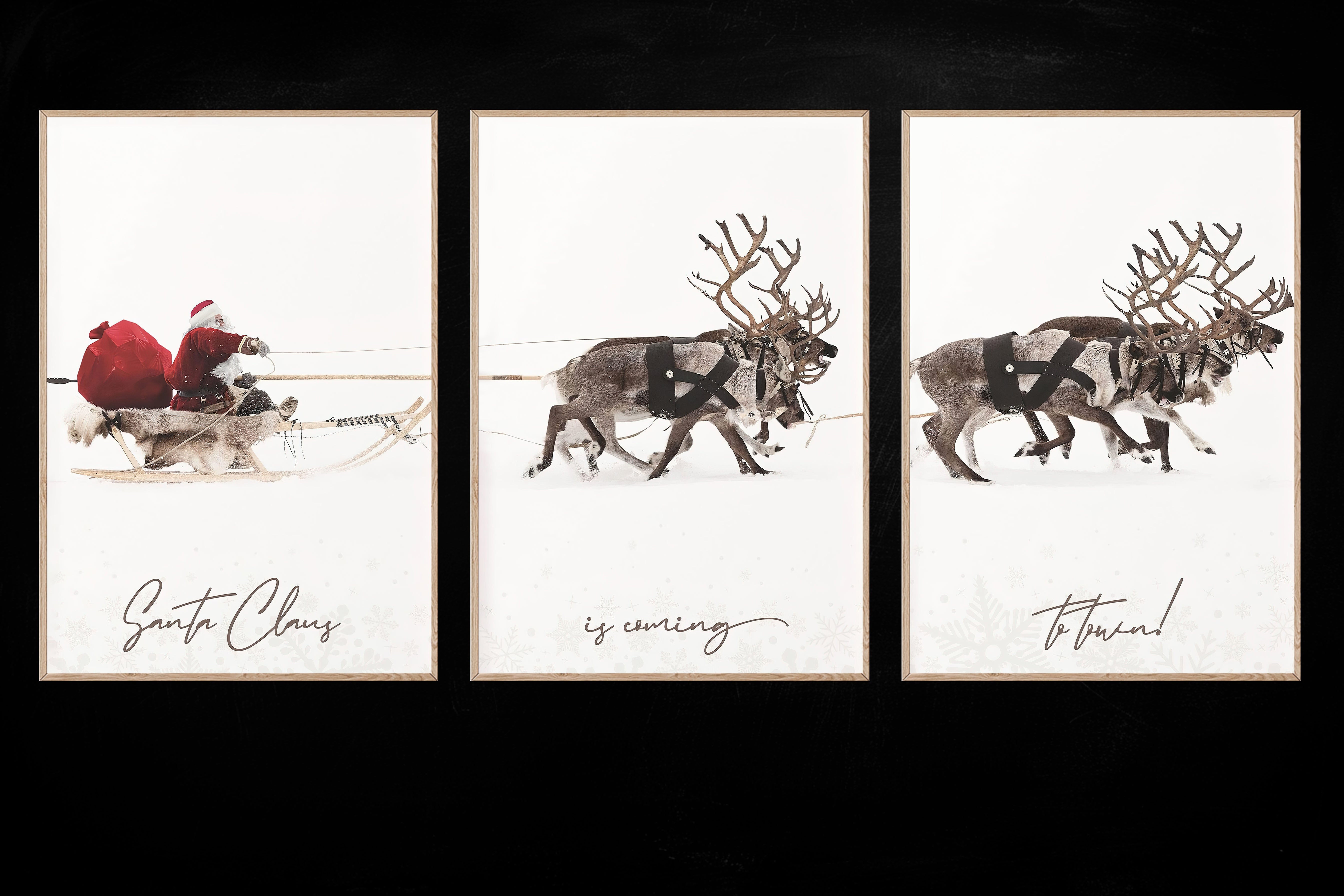 Gallery Set Of 3 Christmas Santa Claus With A Sleigh, Santa Christmas ...