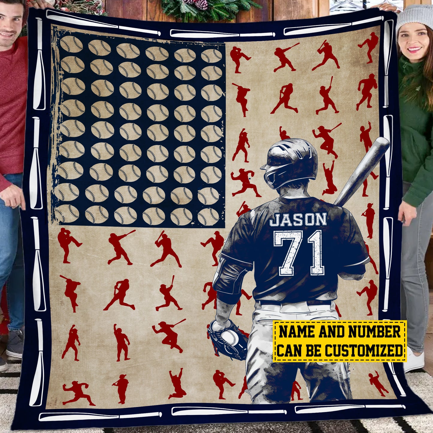 Personalized Baseball Boy Fleece Blanket, Field Baseball Woven Blanket, Cool Sherpa Blanket Gift For Baseball Lovers
