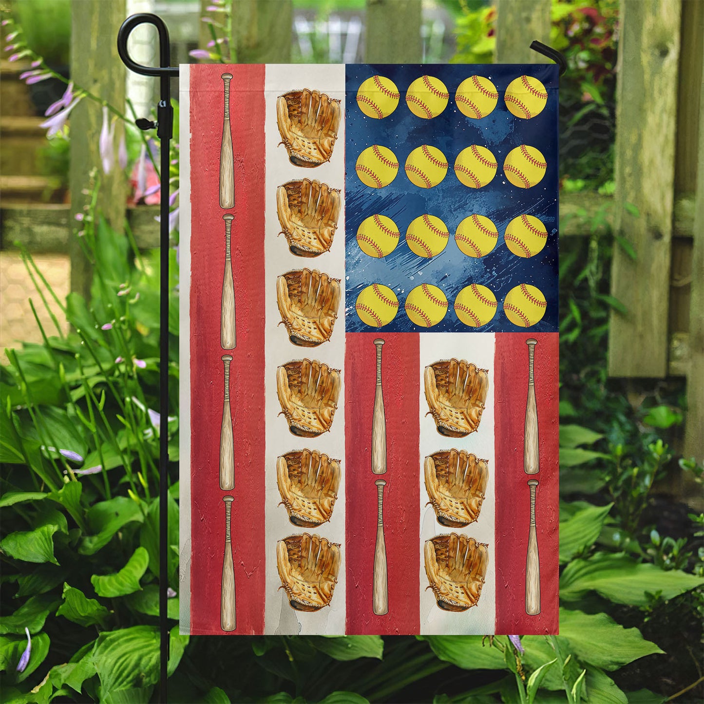 July 4th Softball Garden Flag House Flag Independence Day Yard Flag Gift For Softball Lovers Softball Players