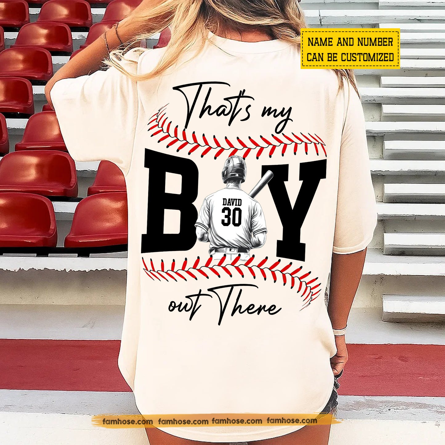 Personalized Baseball Backside T-shirt, That's My Boy Out There Tees Gift For Baseball Player's Lovers