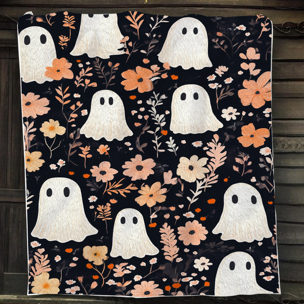Halloween Ghost Fleece Blanket - Sherpa Blanket, Spooky Blanket Gift For Ghost Lovers