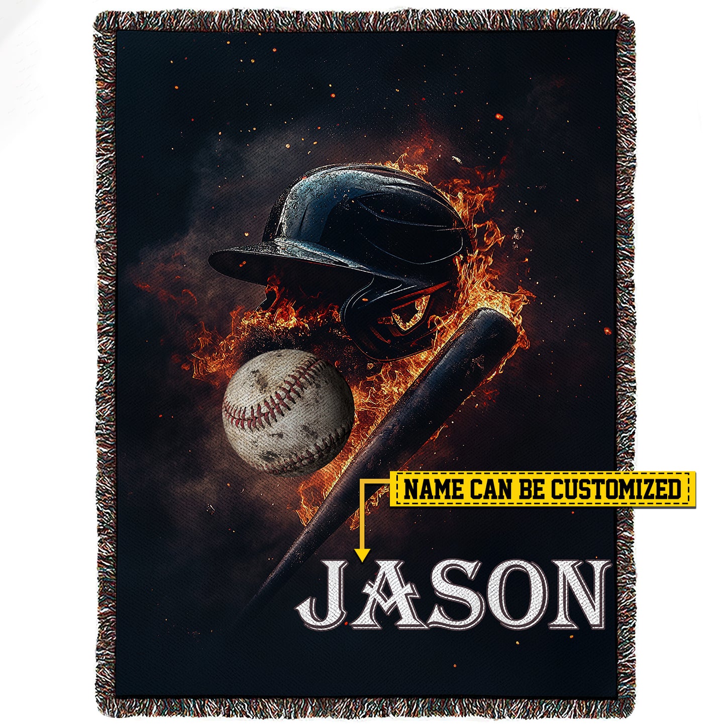 Personalized Baseball Fleece Blanket, Baseball Woven Blanket, Cool Sherpa Blanket My World, Gift For Baseball Lovers, Baseball Players