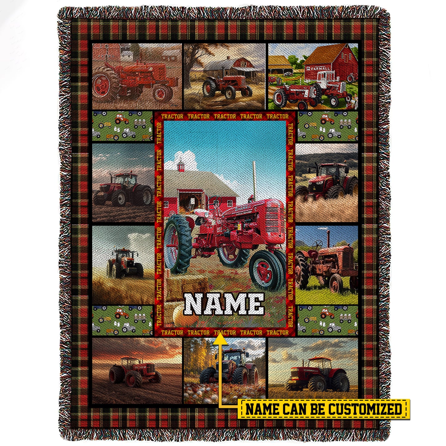 Personalized Tractor Fleece Blanket, Tractor Woven Blanket, Cool Sherpa Blanket Gift For Tractor Lovers, Farmer