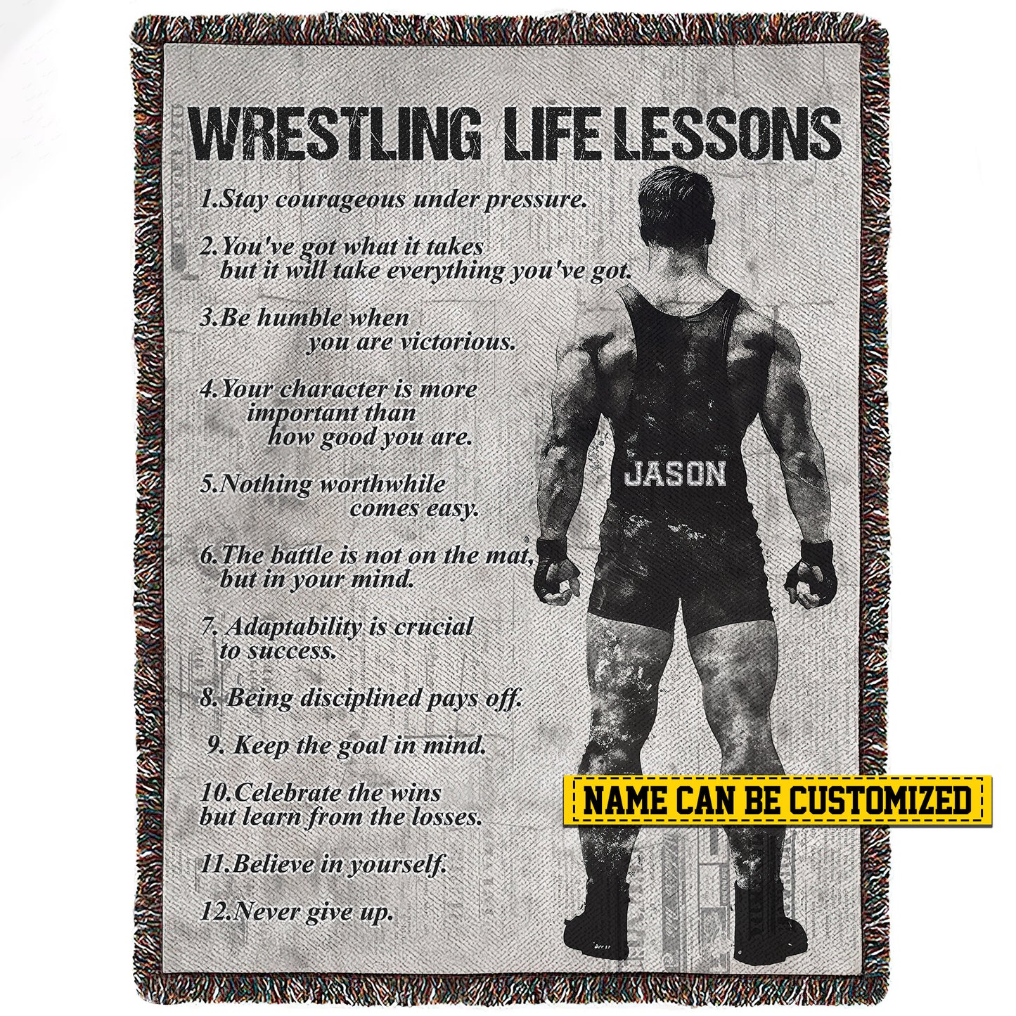 Personalized Wrestling Boy Life Lessons Fleece Blanket, Wrestling Woven Blanket, Cool Sherpa Blanket Gift For Wrestling Lovers
