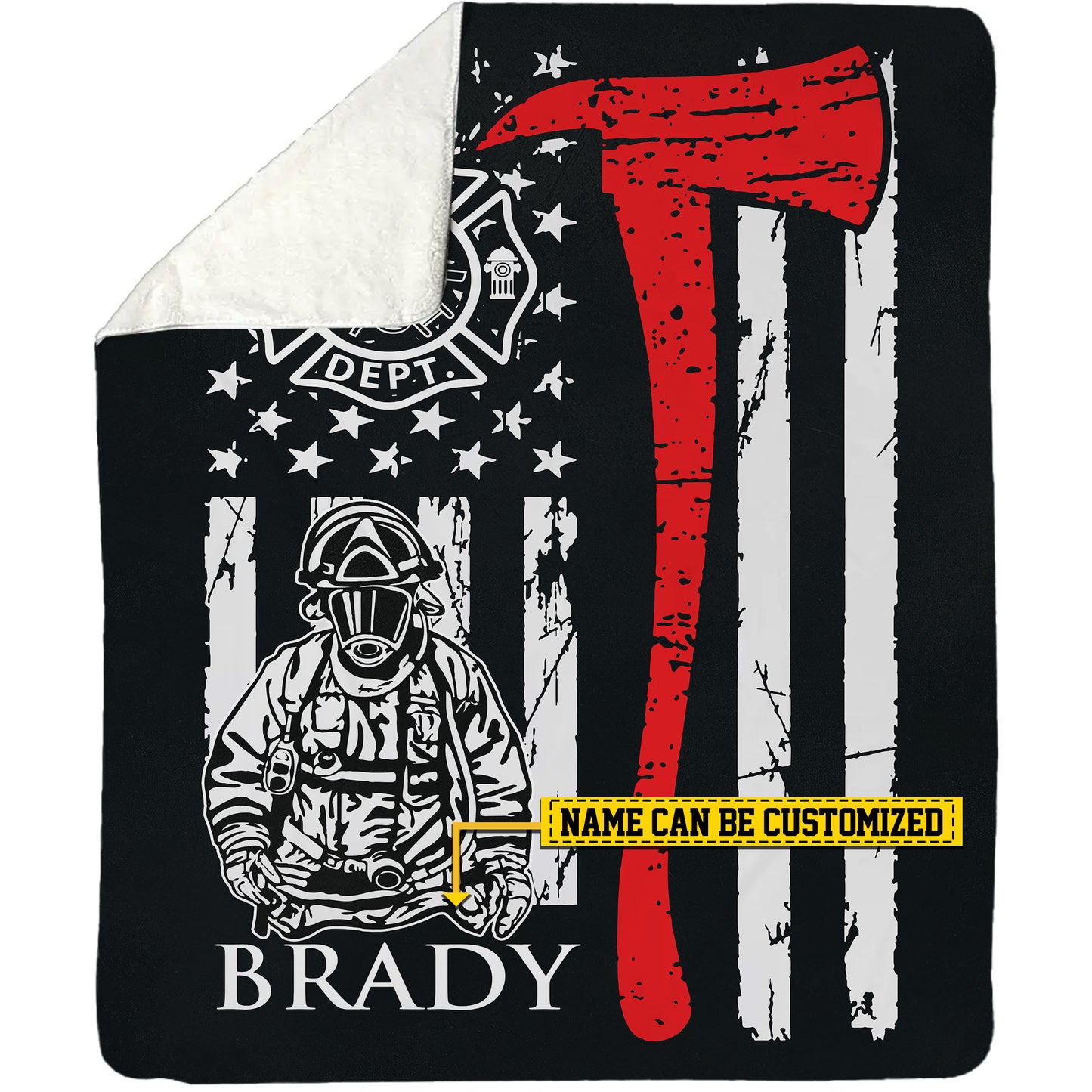 Personalized Firefighter Fleece Blanket, Fireman Woven Blanket, Cool Sherpa Blanket Gift For Firefighter Lovers