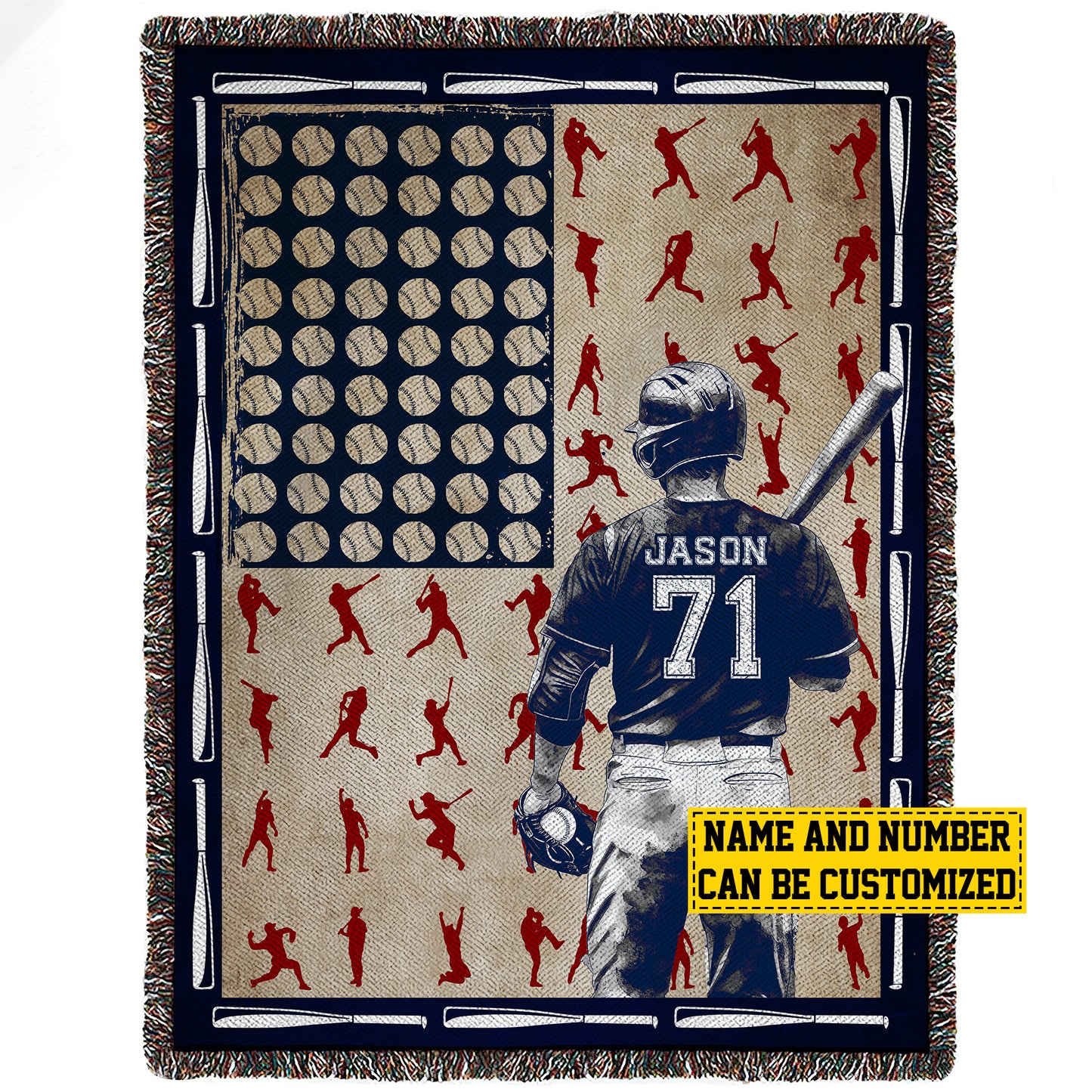 Personalized Baseball Boy Fleece Blanket, Field Baseball Woven Blanket, Cool Sherpa Blanket Gift For Baseball Lovers