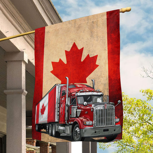 July 4th Trucker Garden Flag - House Flag, Canada's Transport Trail, Independence Day Yard Flag Gift Trucker Lovers
