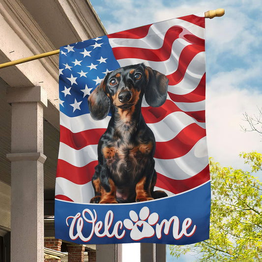 July 4th Dachshund Dog Garden Flag House Flag Welcome Independence Day Yard Flag Gift For Dachshund Dog Lovers