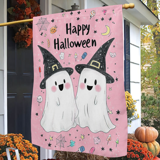 Halloween Boo Witch Flag House Flag, Happy Halloween Yard Flag Spooky Season Gift For Ghost Lovers, Witch Lovers