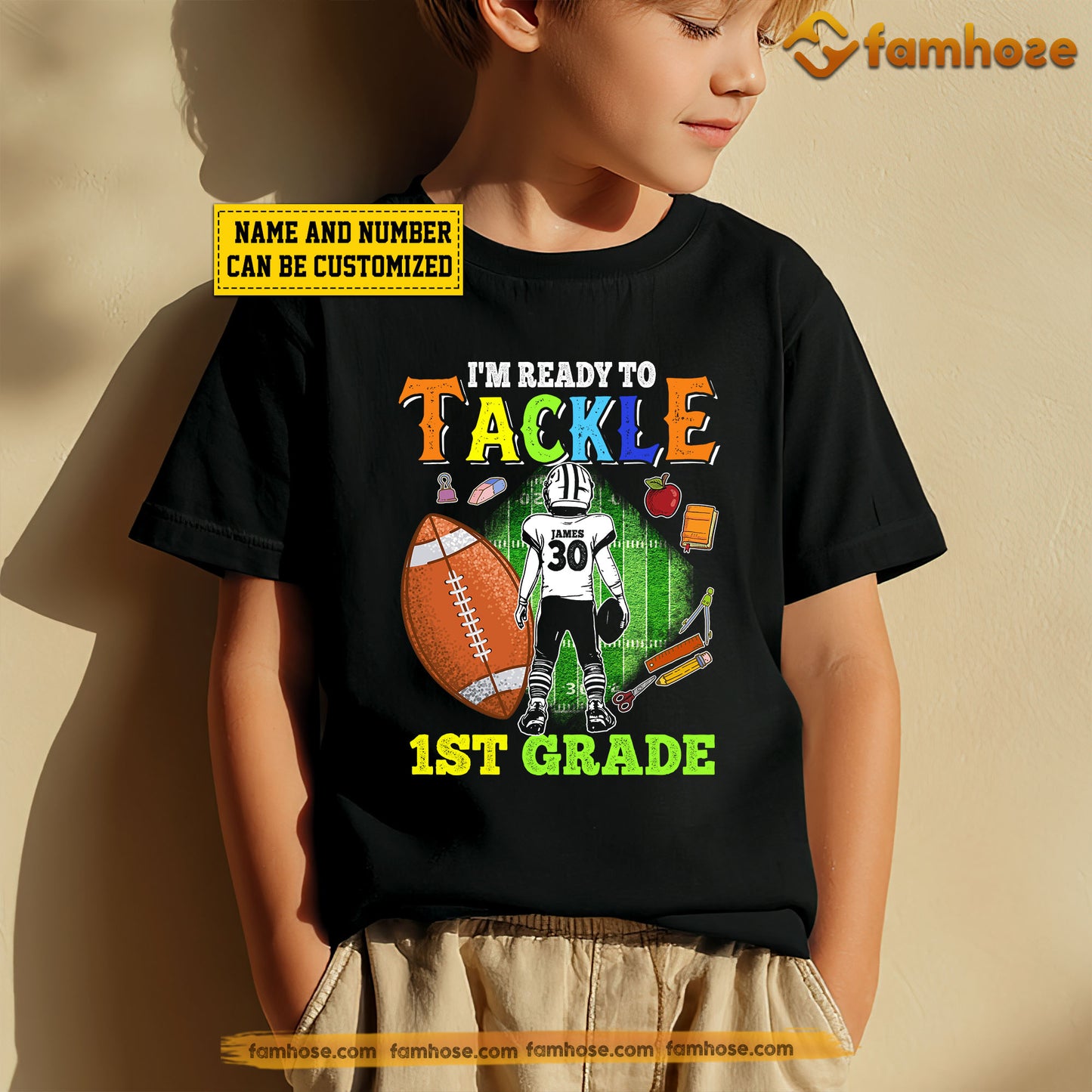 Funny Personalized Back To School Football Kid T-shirt, I'm Ready To Tackle Tees Gift For Football Lovers